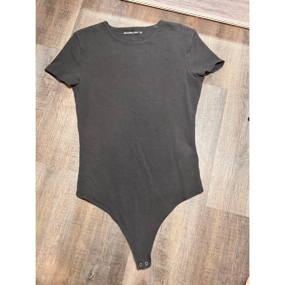 Women's Abercrombie & Fitch Black Short Sleeve Bodysuit Size L‎